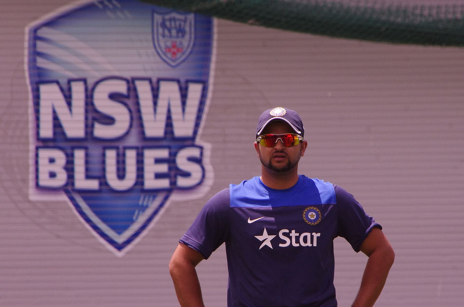 Suresh Raina during an India training session at the Sydney Cricket Ground in 2015